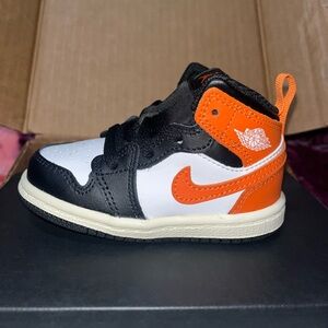 Jordan Kids Black and Orange Sneakers